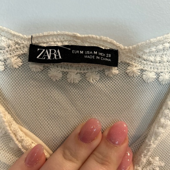 Zara Cream Babydoll Midi Dress Scoop Neck - Picture 6 of 6